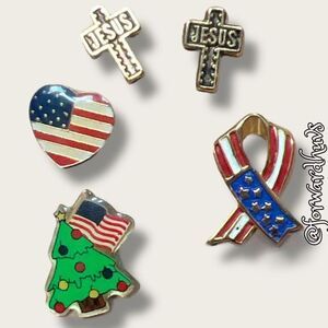 Patriotic and Christian Lapel Pin Collection – Set of Five